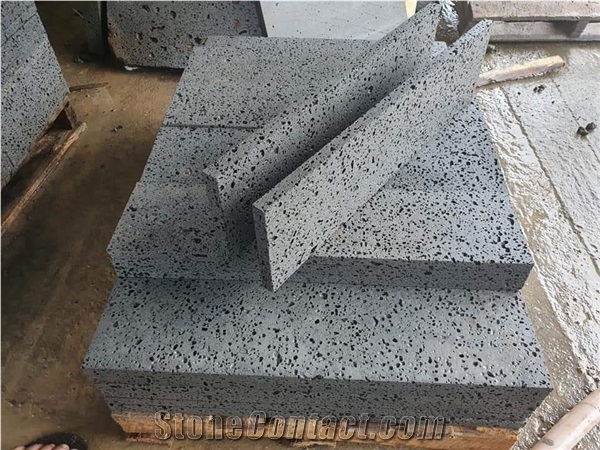 Grey Pitted Basalt Volcano Stone Paving Tile