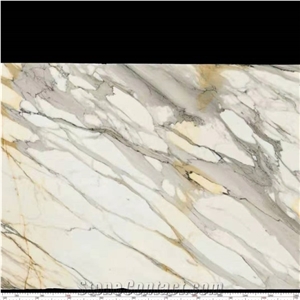 Italian Calacatta Oro White and Gold Marble Bookmatched