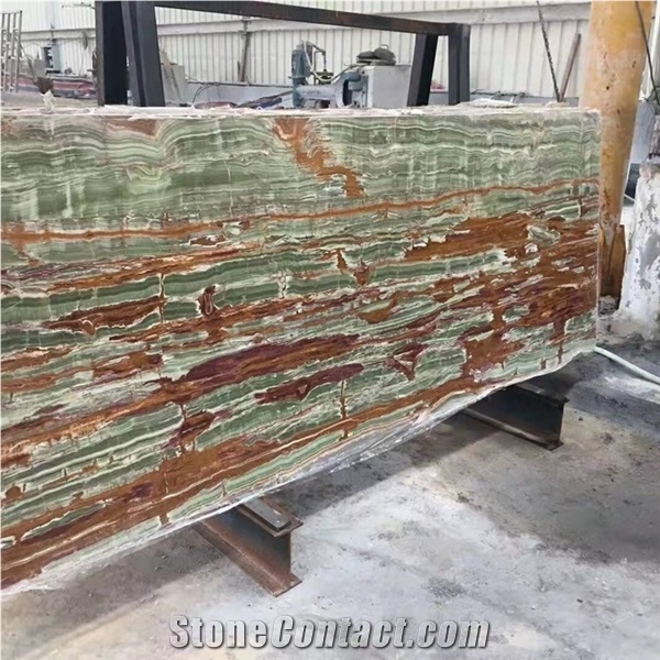 Natural Background Bamboo Green with Brown Onyx Jade Stone