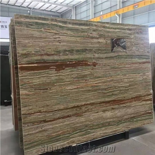 Natural Background Bamboo Green with Brown Onyx Jade Stone