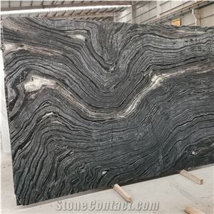 Natural Stone Ancient Wood Marble Black Veins Slab and Tiles