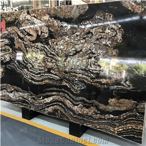 Natural Stone Black Magma Gold Granite Slabs and Tiles