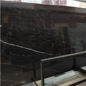 Polished Black Stone Nebula Black Granite Slabs and Tiles