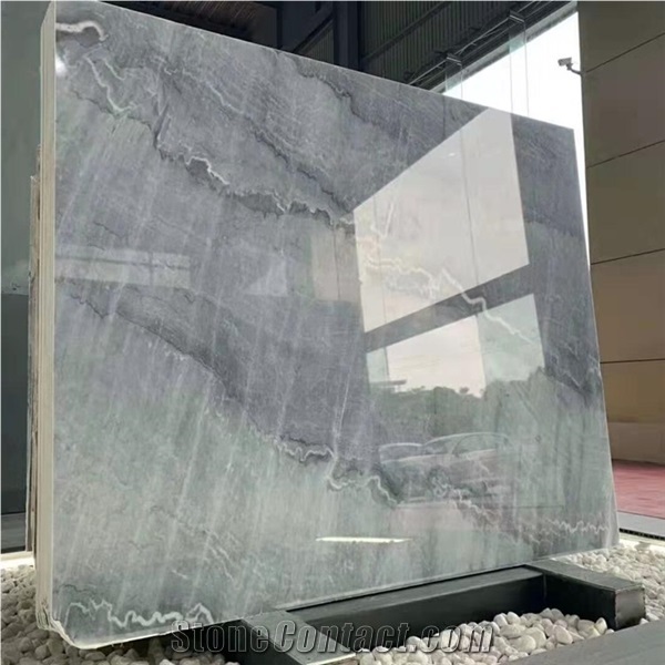 Polished Stone Bruce Grey Marble Bookmatched Project Marble