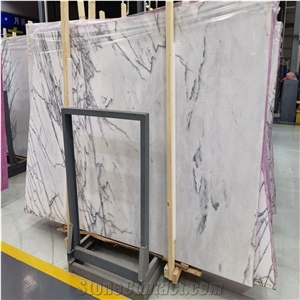 Polished White Lilac White Marble Black Veins Slab and Tile