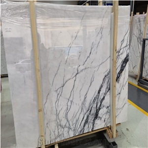 Polished White Lilac White Marble Black Veins Slab and Tile