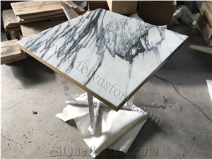Arabescato Faniello White Marble Square Table Top