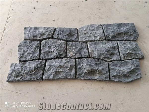 Black Wall Stone Wall Caldding Mushroomed Tiles