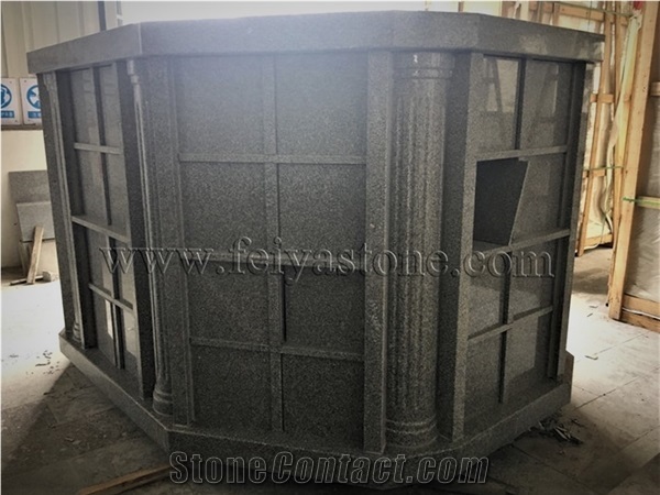 G603 Granite Octagonal, Gray and Black Mausoleum Cremation Columbarium Niche