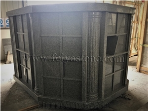 G603 Granite Octagonal, Gray and Black Mausoleum Cremation Columbarium Niche