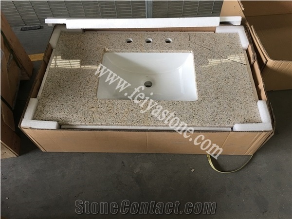 Gold G682 Granite Bathroom Vanity Tops Bath Tops Prefab Vanity Tops