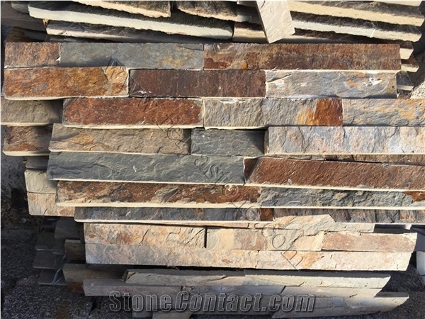 Rust Gold Faux Stone Veneer Ledger Panel Castle Rock Panel
