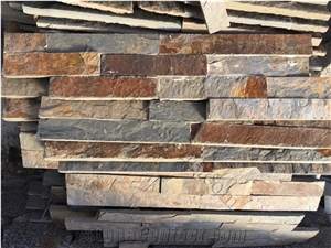 Rust Gold Faux Stone Veneer Ledger Panel Castle Rock Panel