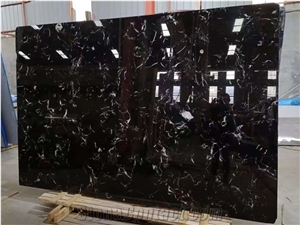Century Black Ice Flower Marble Polished Slabs for Sale