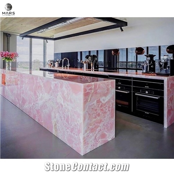 Pink Onyx Tile Panel Decorate Marble Slab for Countertop