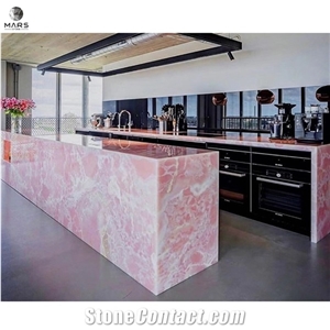 Pink Onyx Tile Panel Decorate Marble Slab for Countertop