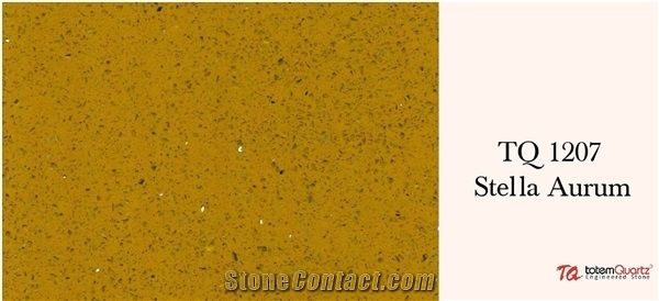 1207 Stella Aurum Quartz Slabs- Golden Engineered Stone Slabs