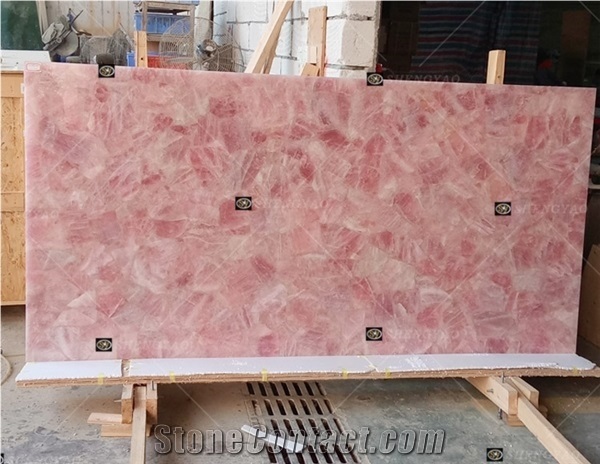 Rose Quartz Pink Crystal Polishing Large Slab Tile