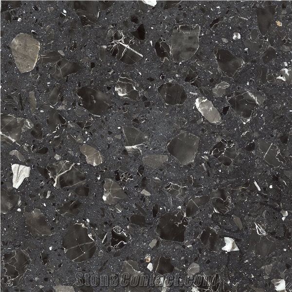 Terrazzo Colorful Artificial Vanta Black Marble Surface