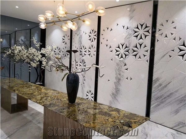 Water Ink White Slabs & Tiles, China White Marble