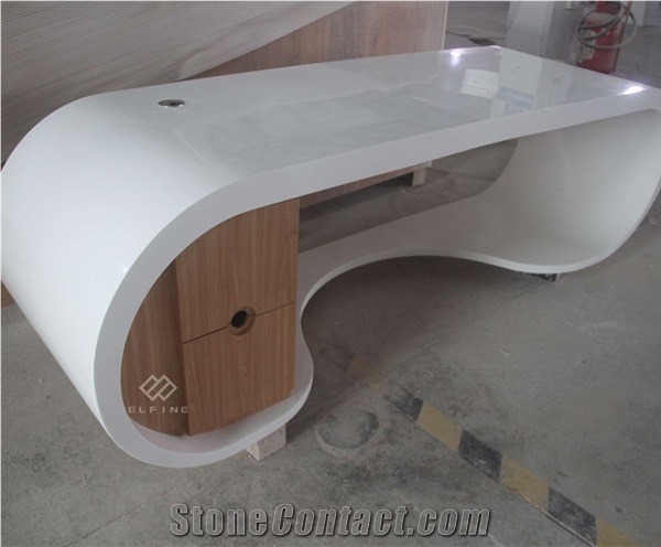 2021 New Design Curved Solid Surface Office Desk