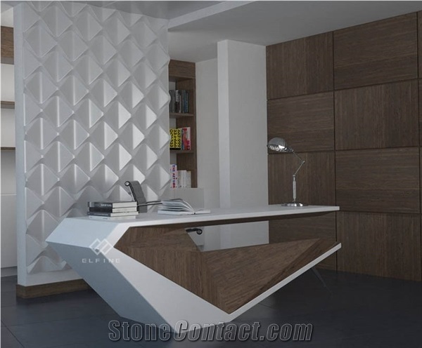 Artificial Marble Stone Unique White Modern Office Desk