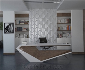 Artificial Marble Stone Unique White Modern Office Desk