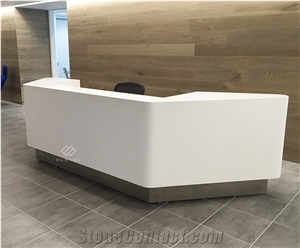Curved Top Quality Artificial Marble Modern 2 Person Reception Desk