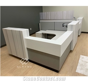 Good Quality Artificial Marble White Office Curved Reception Desk