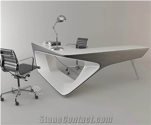 Free Standing Solid Surface White Modern Office Desk