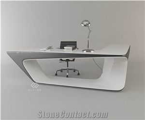 Free Standing Solid Surface White Modern Office Desk