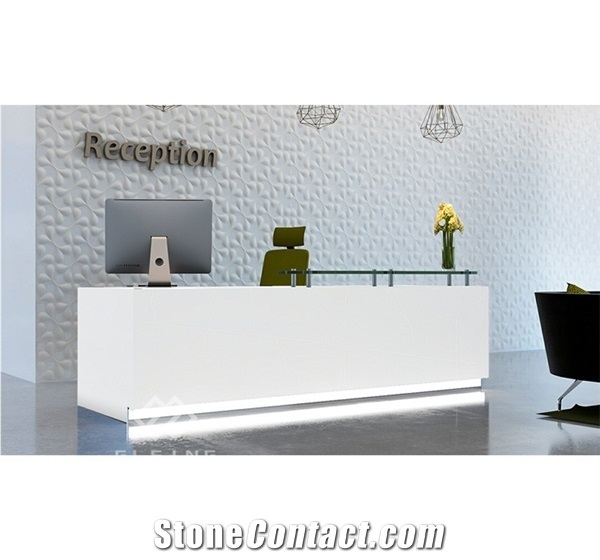 Graceful White Artificial Marble Recetpion Desk and Chair