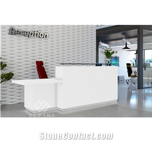 Graceful White Artificial Marble Recetpion Desk and Chair