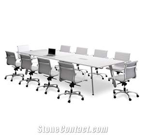 Long High Gloss Artificial Marble Stone Conference Table