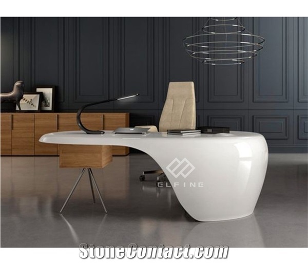 Luxury White Solid Surface Classic Office Desk