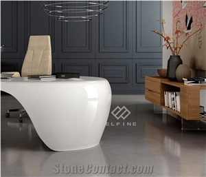 Luxury White Solid Surface Classic Office Desk