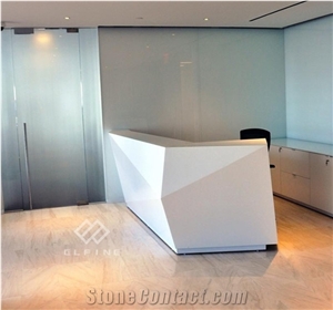 Unique Design White Artificial Marble Diamond Reception Desk