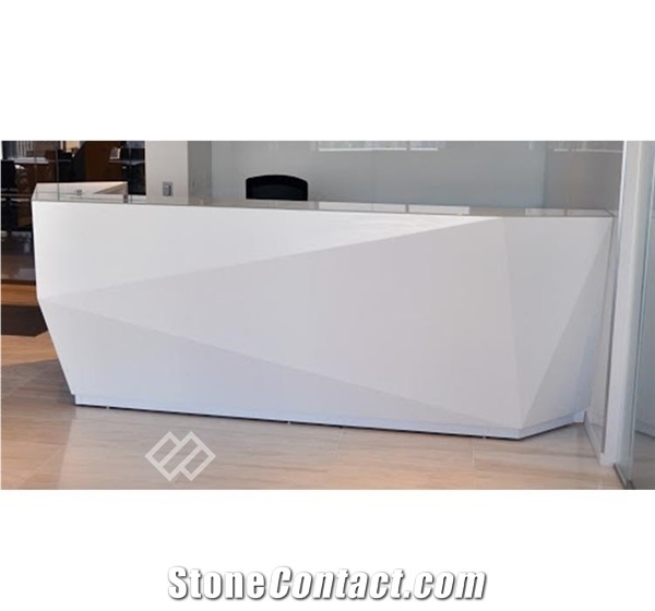 Unique Design White Artificial Marble Diamond Reception Desk