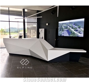 Unique Design Solid Surface White Diamond Reception Desk