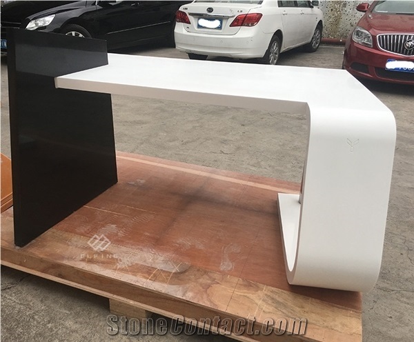 White Black Color Artificial Marble Italian Office Tables