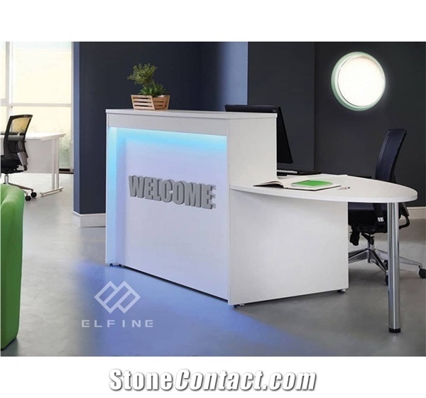 White Office Furniture  Artificial Marble Top Reception Desk