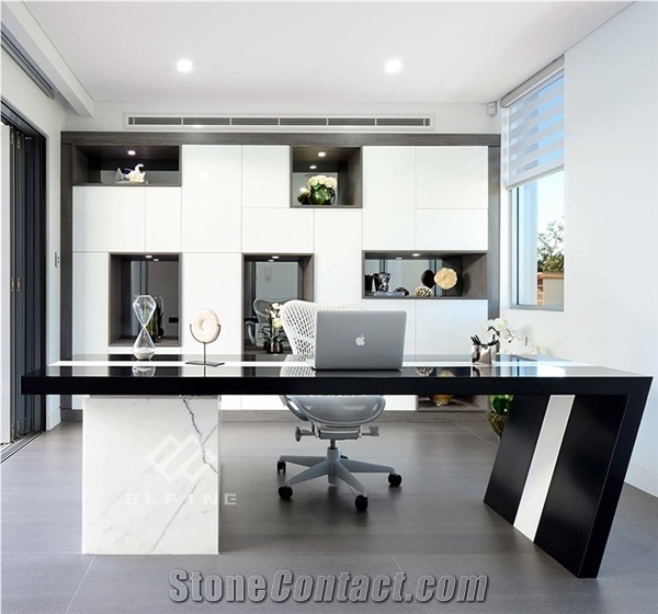 Whole Sale Black Artificial Marble Luxury Office Desk