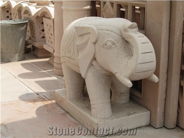Jodhpur Pink Sandstone Elephant Sculpture