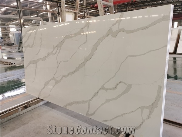 Artificial Calacatta White Quartz Stone Slabs, Engineered Stone Slabs