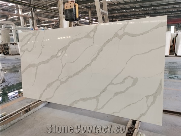 Artificial Calacatta White Quartz Stone Slabs, Engineered Stone Slabs