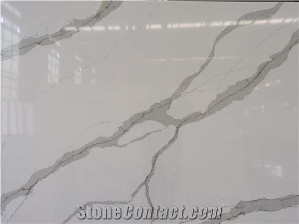 Artificial Calacatta White Quartz Surface Stone for Countertop