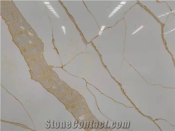 Artificial Stone Calacatta Golden Quartz Slab for Countertop
