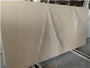 Beige Quartz Solid Surface Stones for Wall Claddding