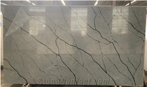Grery Carrara Quartz Slabs Solid Surface Engineer Stones