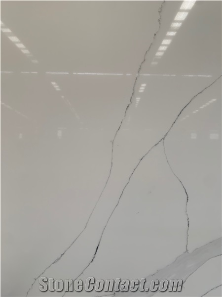 White Calacatta Quartz Slab Enginner Surface for Vanity Top